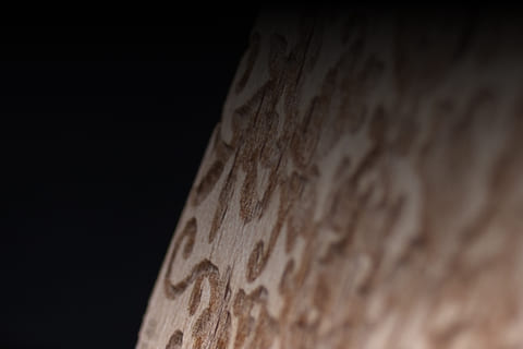 Custom micro-hole pattern designed on a wooden panel